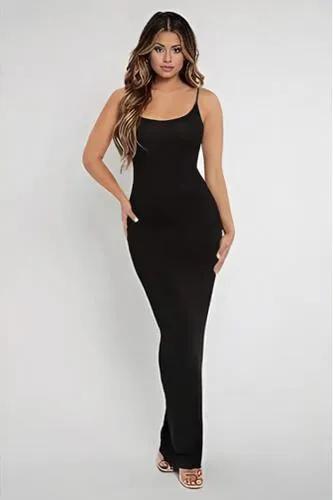 Spaghetti Straps Tummy Control Built-In Shapewear Maxi Dress