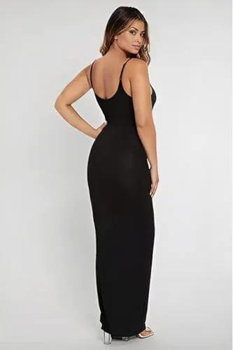 Spaghetti Straps Tummy Control Built-In Shapewear Maxi Dress