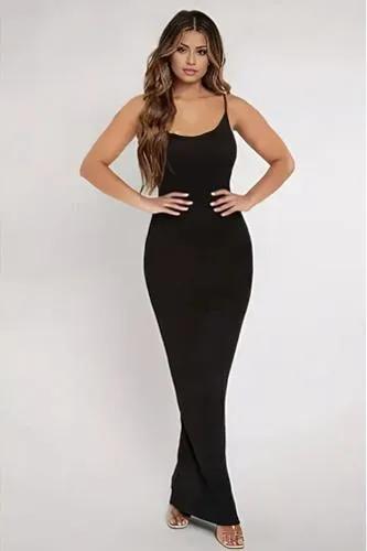 Spaghetti Straps Tummy Control Built-In Shapewear Maxi Dress