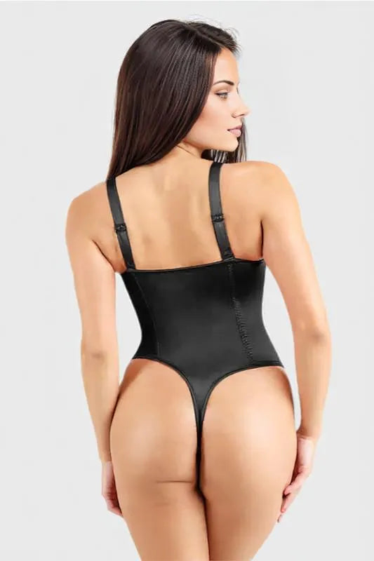 Metallic Deep-V Plunge Bodysuit Shapewear