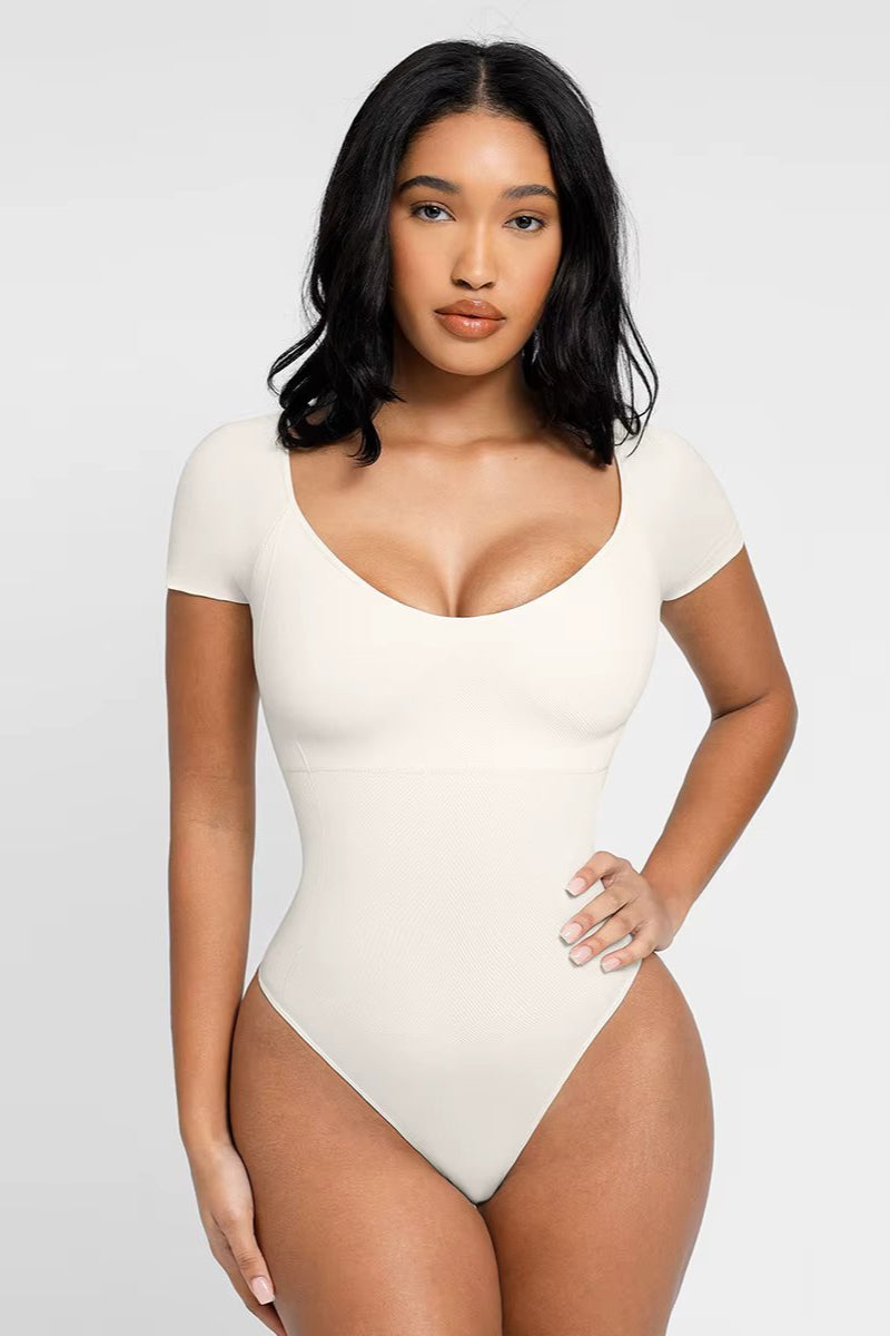 Light Compression Short Sleeve Seamless Bodysuit Shapewear