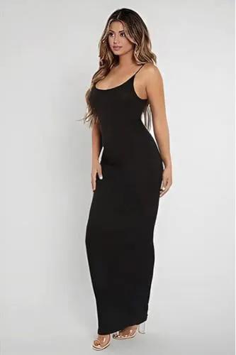 Spaghetti Straps Tummy Control Built-In Shapewear Maxi Dress