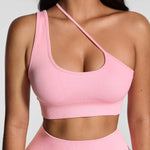 Seamless Asymmetrical Crop Top & Leggings Gym Workout Set 