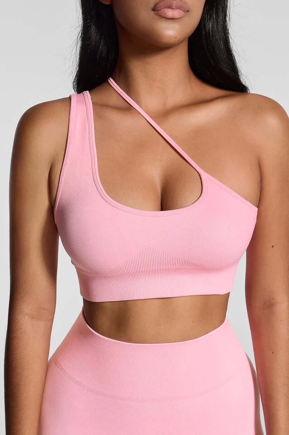 Seamless Asymmetrical Crop Top & Leggings Gym Workout Set 