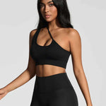 Seamless Asymmetrical Crop Top & Leggings Gym Workout Set 