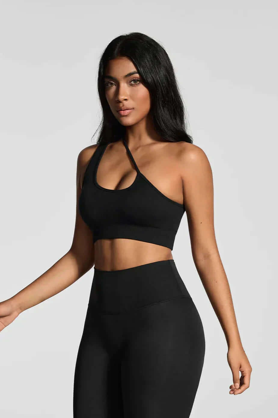 Seamless Asymmetrical Crop Top & Leggings Gym Workout Set 