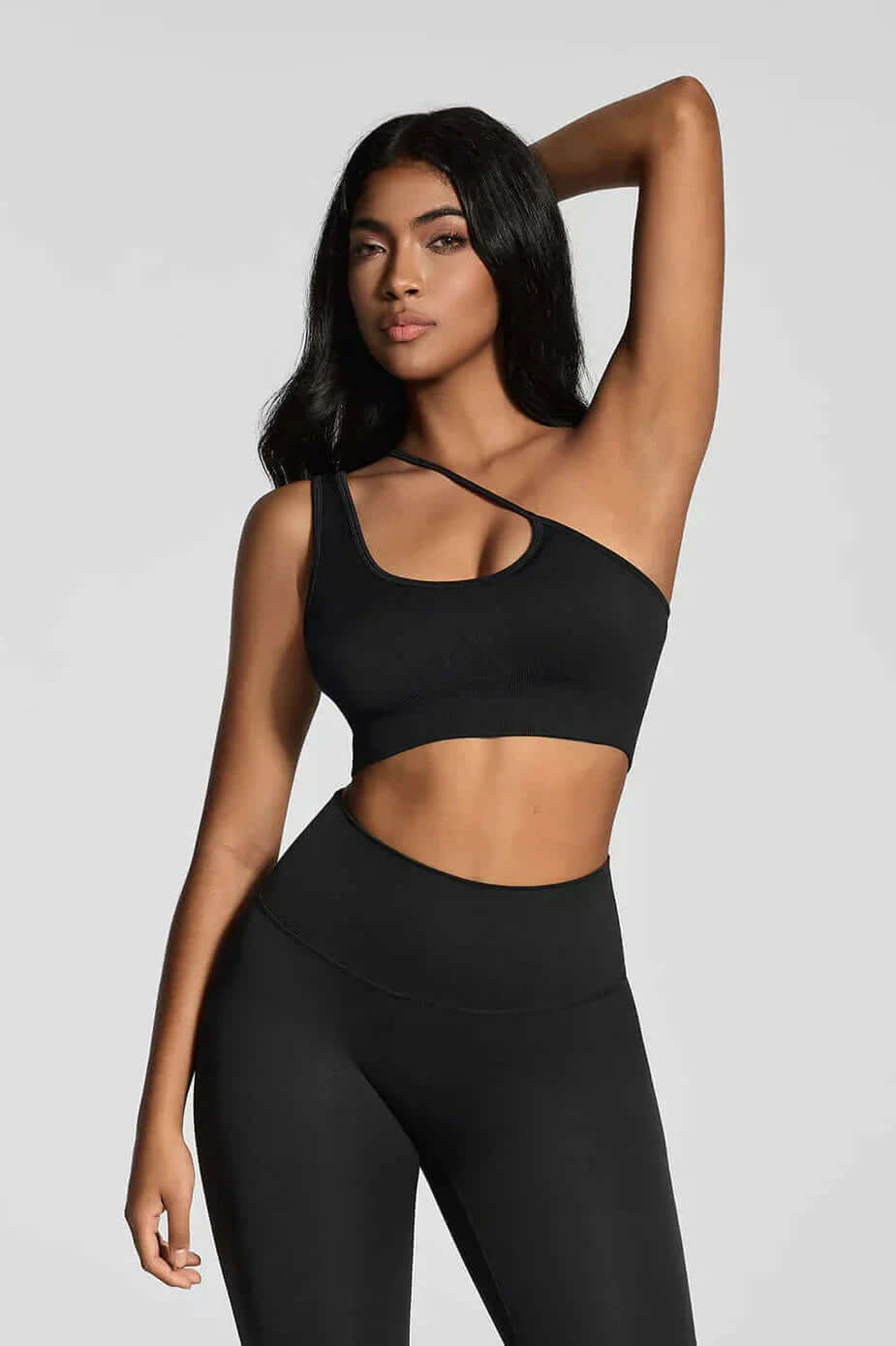 Seamless Asymmetrical Crop Top & Leggings Gym Workout Set 