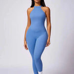 Soft Compression Backless Halter Gym Workout Jumpsuit