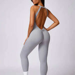 Soft Compression Backless Halter Gym Workout Jumpsuit