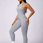 Soft Compression Backless Halter Gym Workout Jumpsuit