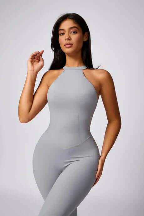 Soft Compression Backless Halter Gym Workout Jumpsuit