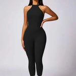 Soft Compression Backless Halter Gym Workout Jumpsuit