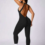 Soft Compression Backless Halter Gym Workout Jumpsuit