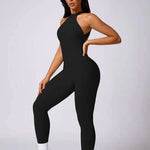 Soft Compression Backless Halter Gym Workout Jumpsuit