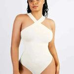 Crossover HalterShaping Thong Bodysuit Shapewear Tummy Control