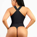 Crossover Halter Shaping Thong Bodysuit Shapewear Tummy Control