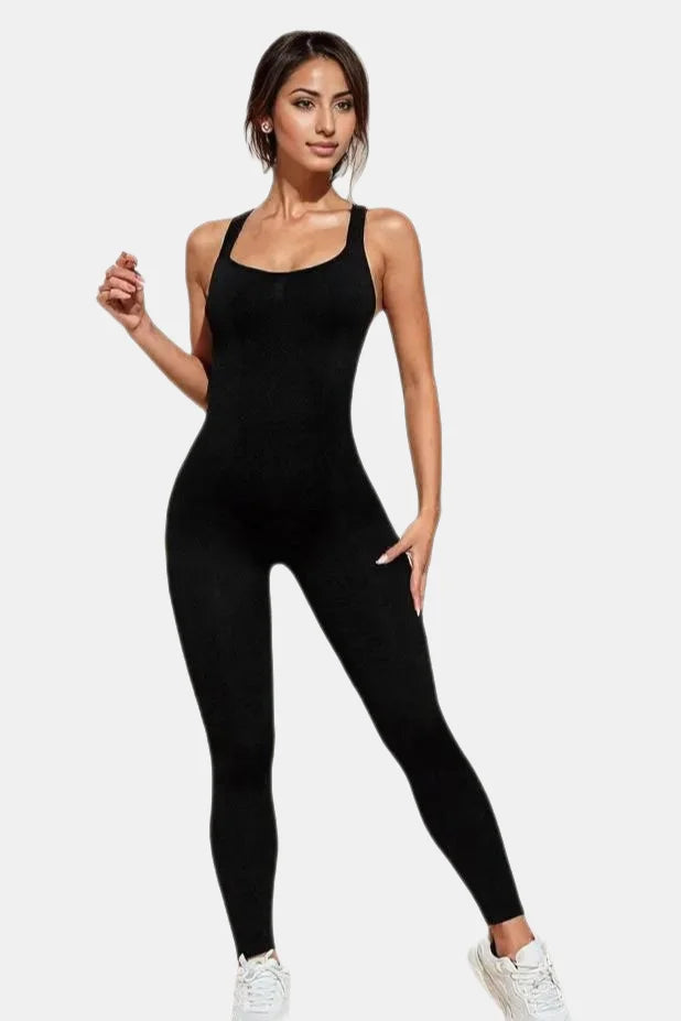 Sleeveless Backless Cutout Workout Jumpsuit