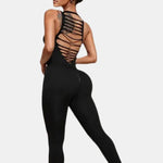 Wide Straps Backless Cutout Workout Jumpsuit