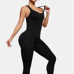 Wide Straps Backless Cutout Workout Jumpsuit