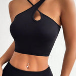 Crisscross Cutout Halter Active Crop Top