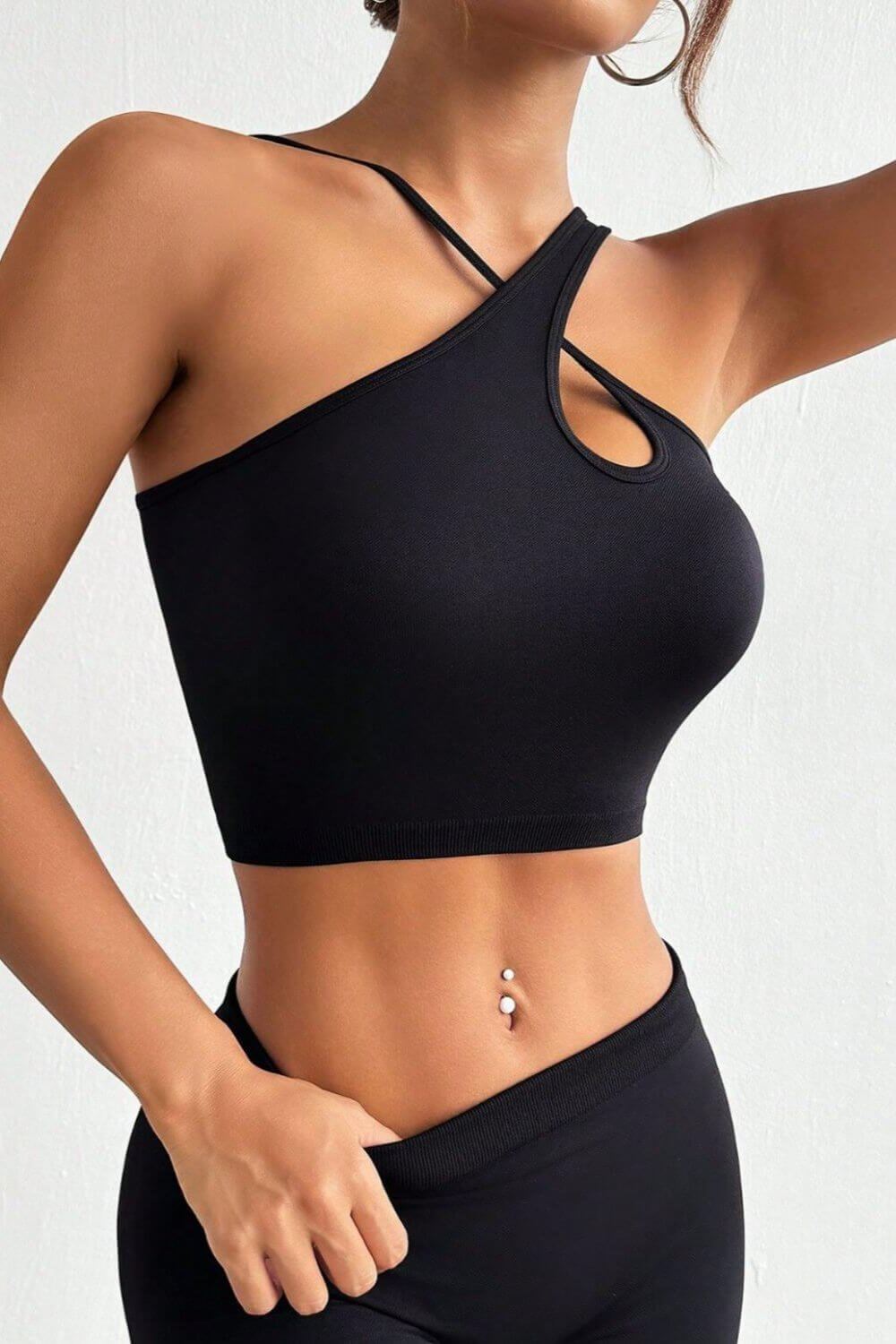 Crisscross Cutout Halter Active Crop Top