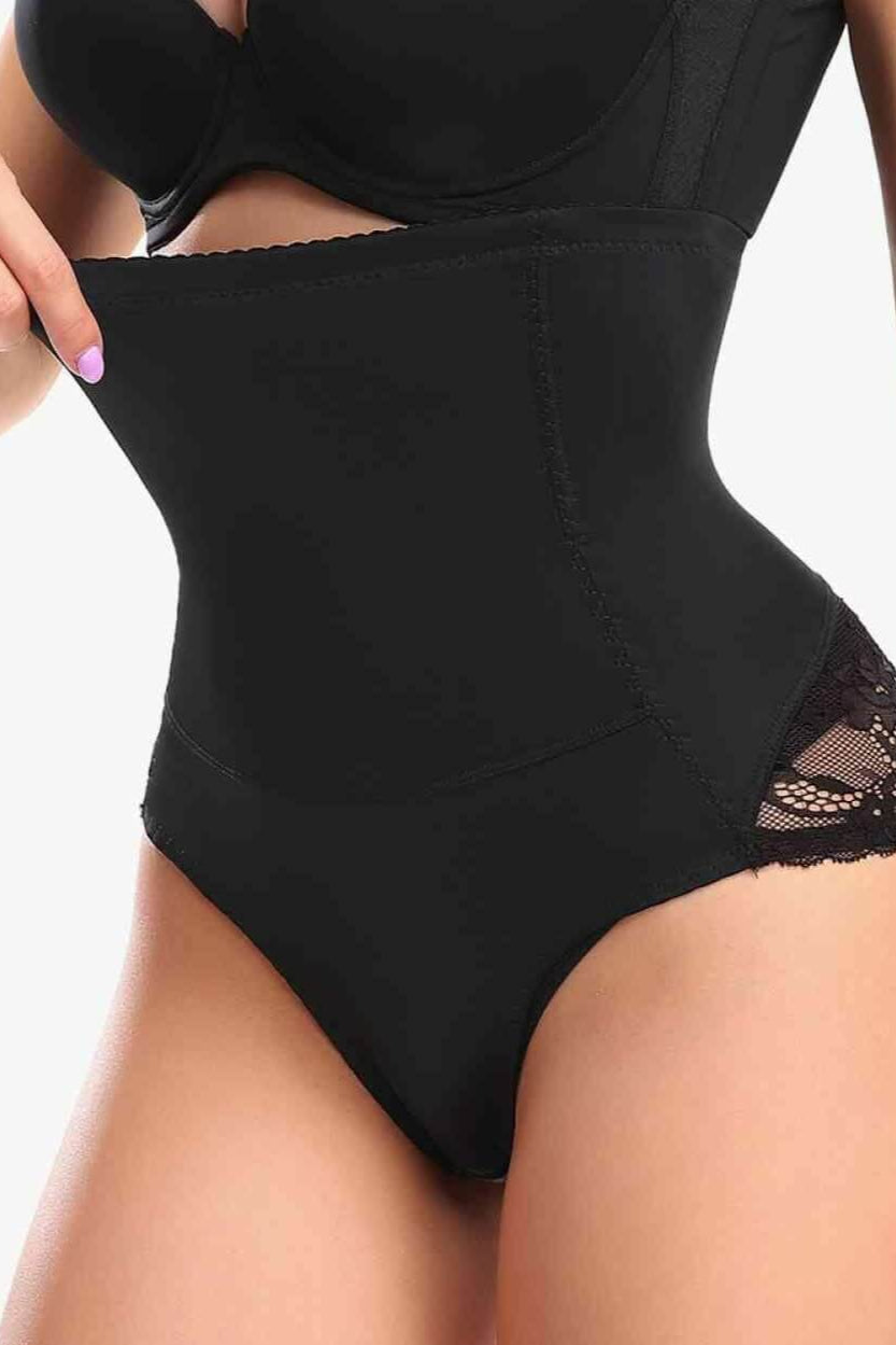 Lace Trim High Waist Shaping Panty Shapewear with Tummy Control 