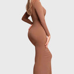 Light Compression Long Sleeve Built-In Shapewear Maxi Dress