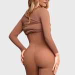 Long Sleeve Light Compression Built-In Shapewear Maxi Dress