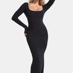 Long Sleeve Light Compression Built-In Shapewear Maxi Dress