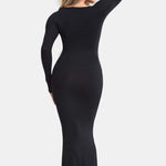 Long Sleeve Light Compression Built-In Shapewear Maxi Dress