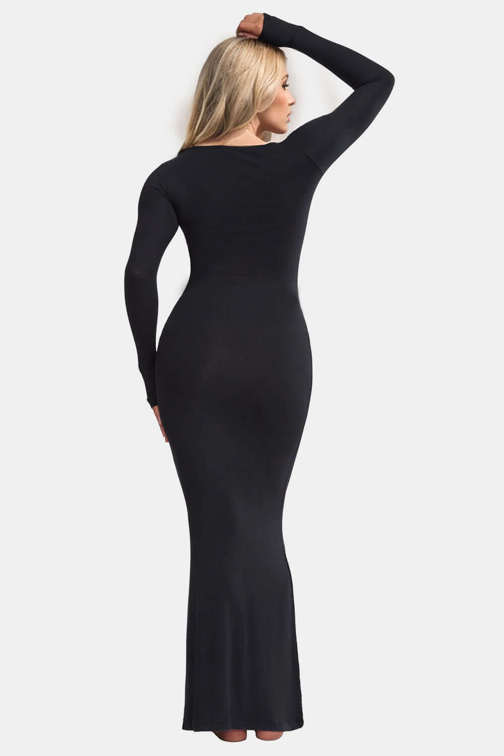 Long Sleeve Light Compression Built-In Shapewear Maxi Dress