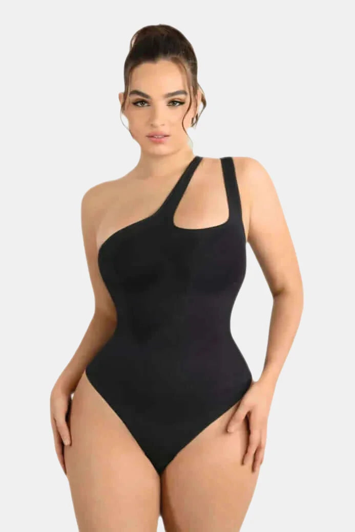 Asymmetrical One-Shoulder Bodysuit Shaper