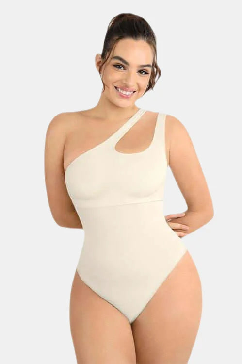 Asymmetrical One-Shoulder Bodysuit Shaper