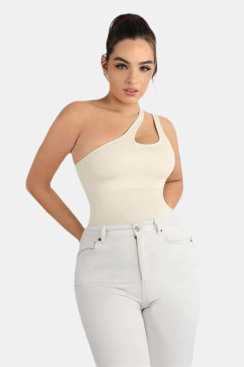 Asymmetrical One-Shoulder Bodysuit Shaper