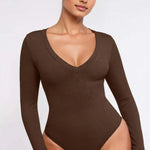 Long Sleeve V-Neck Bodysuit Shapewear