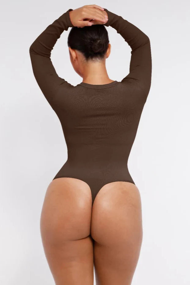 Long Sleeve V-Neck Bodysuit Shapewear