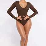 Long Sleeve V-Neck Bodysuit Shapewear