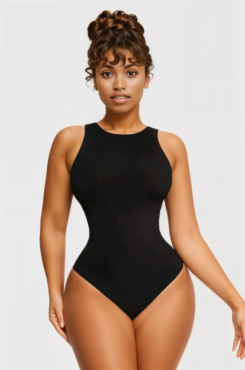 Crew Neck Sleeveless Seamless Thong  Bodysuit Shapewear