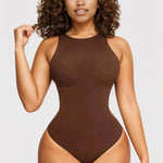 Crew Neck Sleeveless Seamless Thong  Bodysuit Shapewear