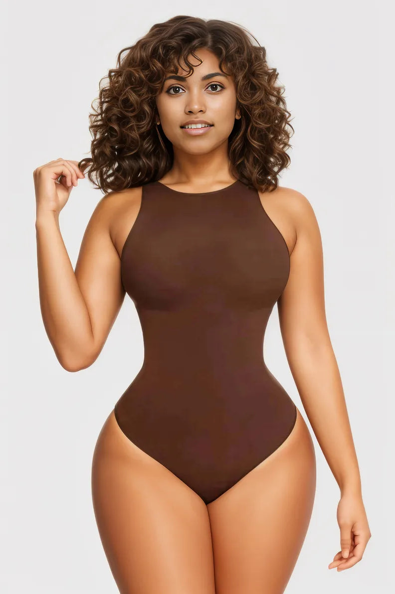 Crew Neck Sleeveless Seamless Thong  Bodysuit Shapewear