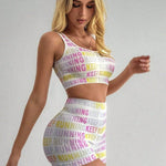 Motivational Script Sports Bra & high waist Shorts Matching Workout Set