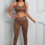 Printed Sports Bra & High Waist Legging Matching Workout Set