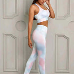 Printed Sports Bra & High Waist Legging Matching Workout Set