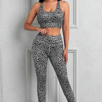 Printed Sports Bra & High Waist Legging Matching Workout Set