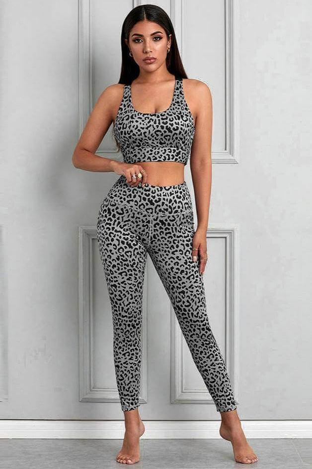 Printed Sports Bra & High Waist Legging Matching Workout Set