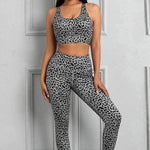 Printed Sports Bra & High Waist Legging Matching Workout Set