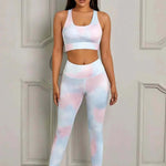 Printed Sports Bra & High Waist Legging Matching Workout SetSET